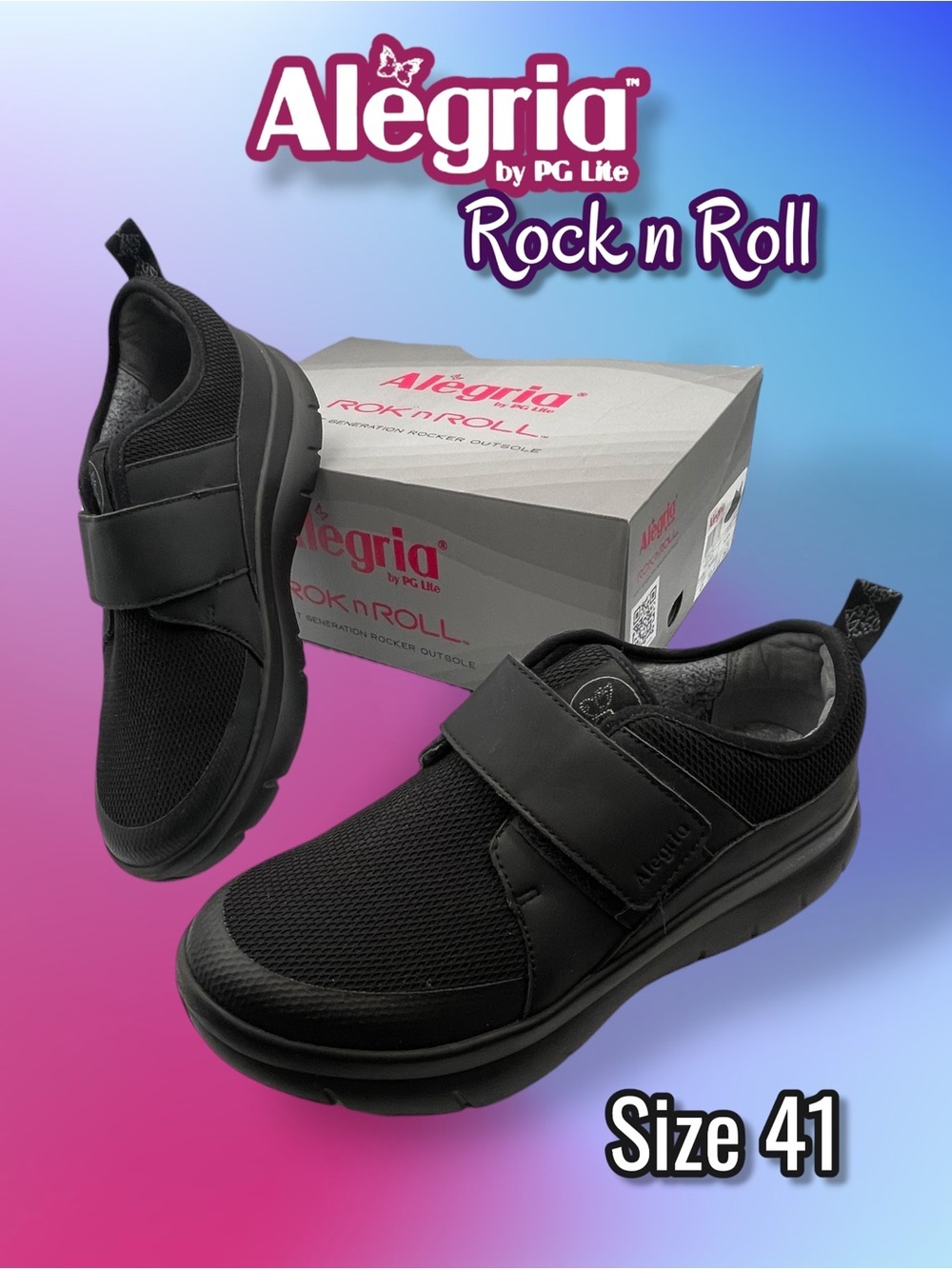 Alegria Rok n Roll Double Trouble Black Mesh Shoe Women's Size EU 41 US 10.5-11